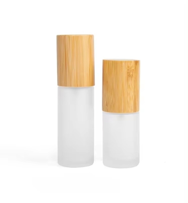30 ml 50 ml 60 ml bouteille à pulvérisation de brouillard en verre glacé avec bouchon en bambou 30 ml-D37*H103