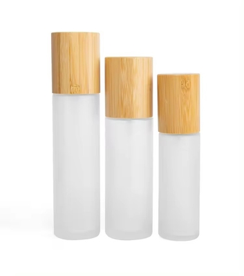 30 ml 50 ml 60 ml bouteille à pulvérisation de brouillard en verre glacé avec bouchon en bambou 30 ml-D37*H103
