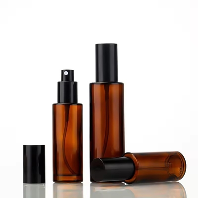 Bouteilles de pompe en verre cosmétique ambrée de 30 ml, 50 ml, 80 ml et 100 ml Bouteille de pulvérisation rechargeable