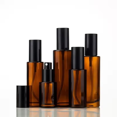 Bouteilles de pompe en verre cosmétique ambrée de 30 ml, 50 ml, 80 ml et 100 ml Bouteille de pulvérisation rechargeable