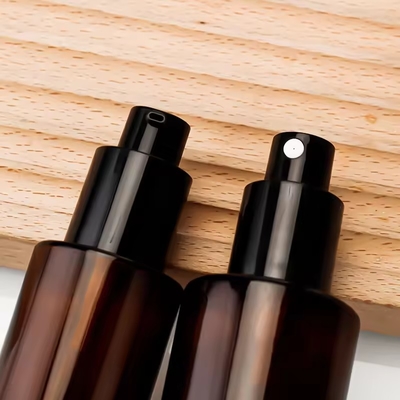 Bouteilles de pompe en verre cosmétique ambrée de 30 ml, 50 ml, 80 ml et 100 ml Bouteille de pulvérisation rechargeable