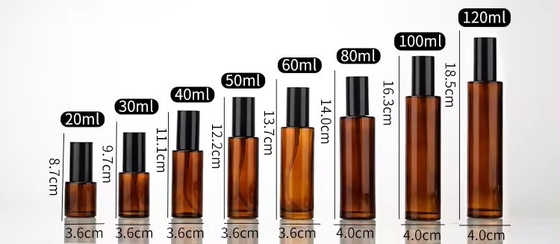 Bouteilles de pompe en verre cosmétique ambrée de 30 ml, 50 ml, 80 ml et 100 ml Bouteille de pulvérisation rechargeable