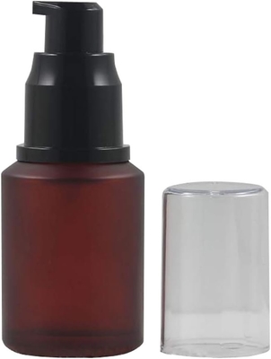 Bouteille de pompe en verre glacé rose rouge vide avec lotion d'émulsion à capuchon transparent
