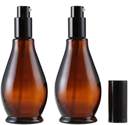 Bouteilles de verre ambrée 100 ml Bouteille de pompe de crème cosmétique