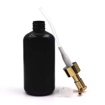 Bouteilles de cosmétiques en plastique Pompe à lotion Bouteille à couvercle doré Bouteille à épaule ronde