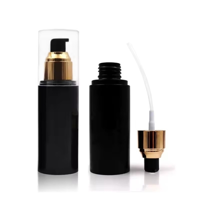 Bouteilles de cosmétiques en plastique Pompe à lotion Bouteille à couvercle doré Bouteille à épaule ronde