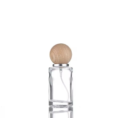 Bouteille en verre de 30 ml de parfum à pulvériser pulvérisateur liquide de voyage bouteille rechargeable Couvercle en bois