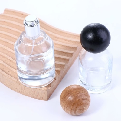 Bouteille en verre de 30 ml de parfum à pulvériser pulvérisateur liquide de voyage bouteille rechargeable Couvercle en bois
