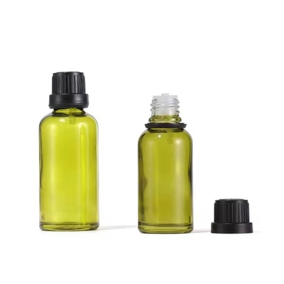 Réducteur d' orifice vert d' olive 10 ml 15 ml 30 ml Bouteille en verre d' huile essentielle avec couvercle