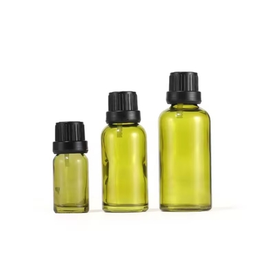 Réducteur d' orifice vert d' olive 10 ml 15 ml 30 ml Bouteille en verre d' huile essentielle avec couvercle