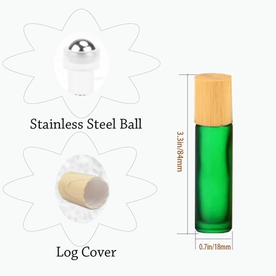 Bouteilles à rouleaux d'huile essentielle vides avec boules en acier inoxydable en verre glacé