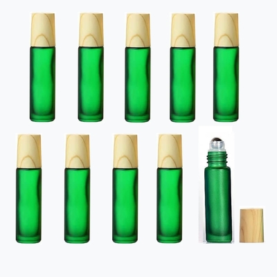 Bouteilles à rouleaux d'huile essentielle vides avec boules en acier inoxydable en verre glacé