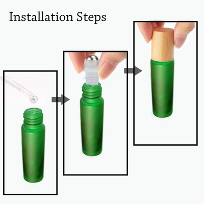 Bouteilles à rouleaux d'huile essentielle vides avec boules en acier inoxydable en verre glacé