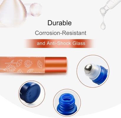10 ml de rouleau de verre sur bouteille avec des boules en acier inoxydable,couvercle en aluminium métallique