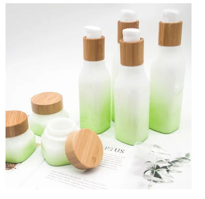 lotion cosmétique en verre de bouteilles de 100ml 43mm 43/410 pot cosmétique avec les couvercles en bambou