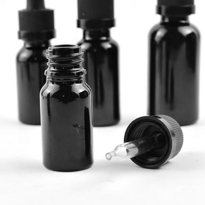 22/400 bouteille en verre givrée 22mm noire de compte-gouttes pour les huiles essentielles 100cc