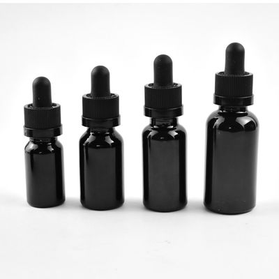 22/400 bouteille en verre givrée 22mm noire de compte-gouttes pour les huiles essentielles 100cc