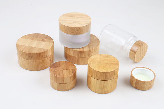 pots 35ml de empaquetage cosmétiques rechargeables de 47mm avec les couvercles en bambou 28/400