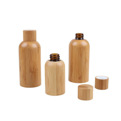pots 35ml de empaquetage cosmétiques rechargeables de 47mm avec les couvercles en bambou 28/400