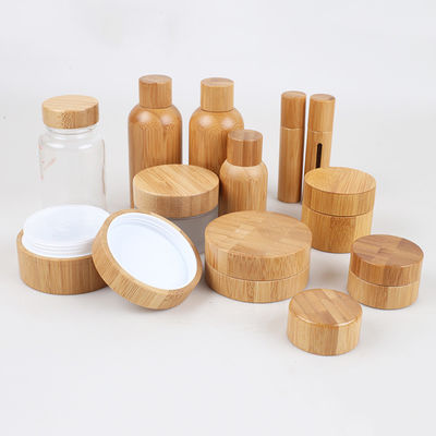 pots 35ml de empaquetage cosmétiques rechargeables de 47mm avec les couvercles en bambou 28/400