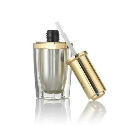 Bouteilles vides acryliques de vernis à ongles 10ml avec la place d'or de brosse