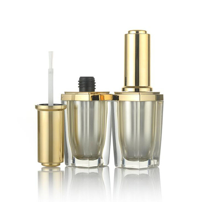 Bouteilles vides acryliques de vernis à ongles 10ml avec la place d'or de brosse