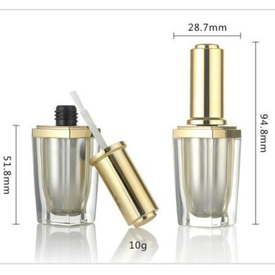 Bouteilles vides acryliques de vernis à ongles 10ml avec la place d'or de brosse