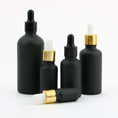 bouteilles Matte Black With Dropper Frosted d'huile essentielle de 5ml 10ml 15ml
