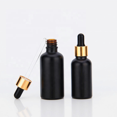 bouteilles Matte Black With Dropper Frosted d'huile essentielle de 5ml 10ml 15ml