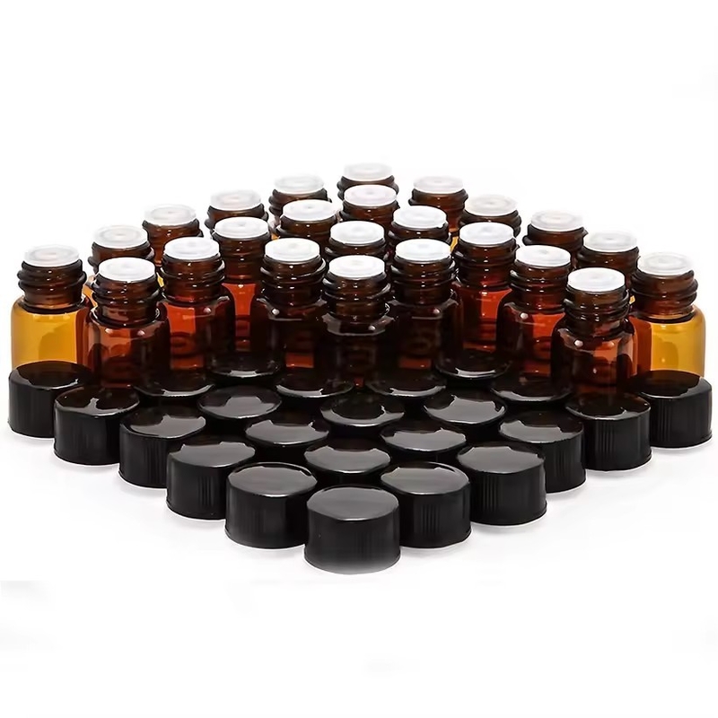 1 ml 2 ml 3 ml 4 ml 5 ml Huile essentielle Mini flacons en verre ambre avec bouchon à vis